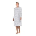 thumbnail image 3 of Aria Women’s Long Sleeve Stretch Velour 44" Sleepwear Nightgown, Sizes XS-5X, 3 of 7