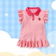 thumbnail image 5 of vdgthytj Toddler Baby Girls Shirt Dress Cute Strawberry Lapel Ruffle Sleeve Summer Party Sundress 1-6 Years, 5 of 8