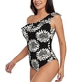 thumbnail image 3 of Picia White Sunflowers Pattern Women's One Piece Swimsuits,One Shoulder Swimwear Asymmetric ,Ruffle Monokinis Bathing Suits,High Waisted Flattering Bathing Suits-Small, 3 of 8
