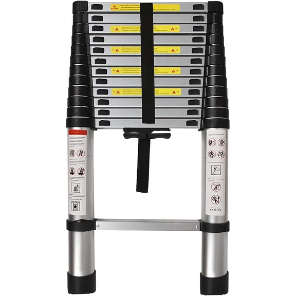 Super-Skin RainMan S 12.5 FT Telescoping Ladder, Aluminum Collapsible Ladder, Portable Folding Ladder 330LB Capacity Multi-Purpose Compact Ladder for Household Or Outdoor Work-L8