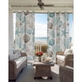 thumbnail image 2 of Teal Coastal Blackout Curtains for Bedroom Living Room, Summer Starfish Shell Coral Nautical Retro 63 In Long Thermal Insulated Room Darkening Drapes Grommet Window Treatments, 42 x 63 In, 2 of 9