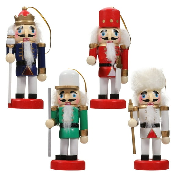 unbranded 4Pcs Nutcracker Hanging Decorations Wood Nutcracker Figure Cafes Home Decoration