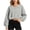Gray, variant on Cropped V Neck Sweatshirt for Women, Drop Shoulder Bubble Long Sleeve Loose Casual Pullover Top