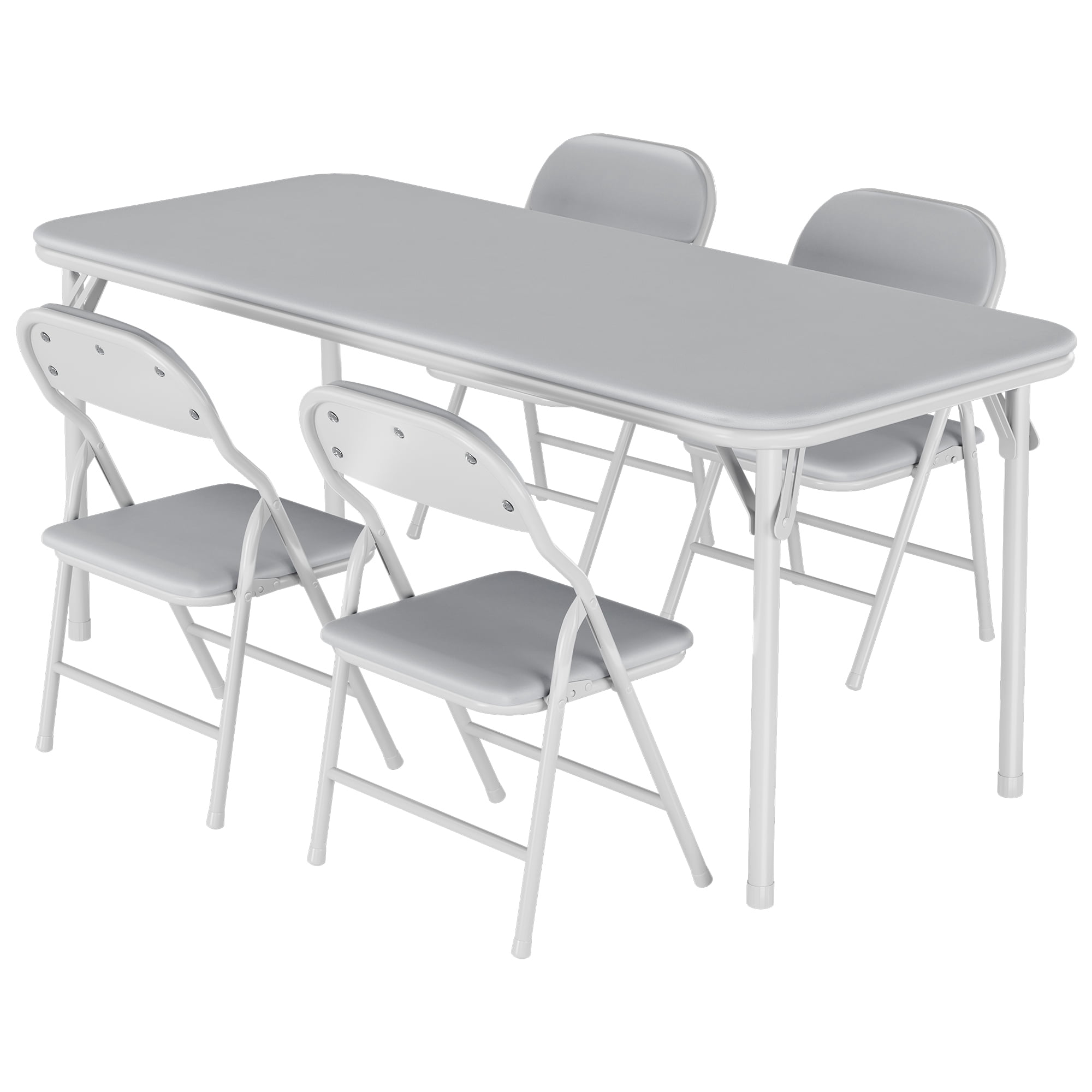 MemoryField Kids Table and 4 Chairs Set - 5-Piece Activity Furniture for Toddlers Easy Storage Ideal for Dining Room Daycare Preschool Educational - Grey