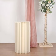 Efavormart 32 Ivory DIY Accordion Cylinder Cardboard Folding Pillar Pedestal Box, Display Column Stand With Round Top Plate