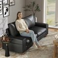 thumbnail image 6 of Poshby 71.25''W Faux Leather Loveseat 2 Seater Couch Sofa with Side Pockets for Living Room, Black, 6 of 8