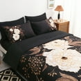 thumbnail image 3 of Wajade White Peony Floral Comforter Set 7 Piece Bed in a Bag 3D Print Floral Black Comforter Sets For All Season, Queen Size, 3 of 6