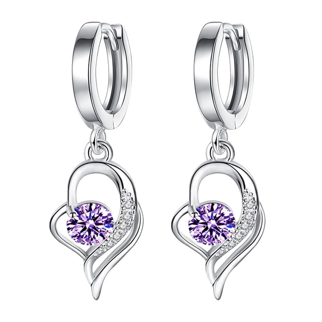Pendientes Mujeres Corazón Señoras Pendientes Corazón Eterno Largo Cristal Moda Temperamento Pendientes Colgante