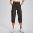 thumbnail image 5 of Cargo Capri Pants for Women Casual Summer Drawstring Elastic Waist Quick Dry Hiking Capris with Pockets, L, 5 of 7