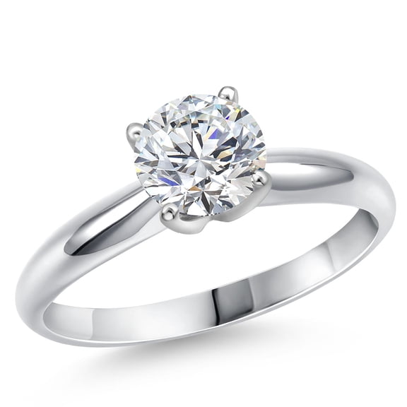Gem Stone King 1.50 Cttw IGI Certified Lab Grown Diamond in 14K White Gold Solitaire Engagement Ring for Women | Round | D-E Color | VS1-VS2 Clarity | Size 8