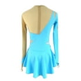 thumbnail image 2 of LIUHUO Custom Long sleeved Figure Skating Dress Girls Ladies Blue Spandex with Diamond Decor Leaf Pattern, 2 of 7