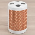 thumbnail image 1 of Geometric Ceramic Toothbrush Holder, Japanese Classic Floral Motif Interlocking Lattice Circles Pattern Design, Decorative Versatile Countertop for Bathroom, 4.5" X 2.7", Vermilion Cream, 1 of 4