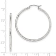 thumbnail image 2 of 10k White Gold Diamond-cut 2mm Round Tube Hoop Earrings, 2 of 2
