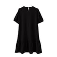 thumbnail image 5 of Lenpel Dresses for Women Trendy Button Crew Neck Short Sleeve Knee Length Midi Dresses Casual Loose Ruffle Hem T Shirt Dresses, 5 of 5