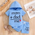 thumbnail image 2 of WUANDIXFA Baby Boy Summer Outfits Plaid Short Sleeve Baby Hooded Romper Baby Shorts 2 Pcs Toddler Boys Clothes (Blue, 0-3 Months), 2 of 8
