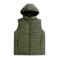thumbnail image 2 of Zedker Men's Hooded Puffer Vest Winter Thermal Full Zip Sleeveless Down Jacket Causal Solid Color Warm Outerwear with Pockets Green XXL, 2 of 7