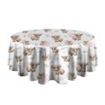 thumbnail image 5 of White Highland Cow Pattern Round Tablecloth 60"x60",Wrinkle Wipeable Table Cloth for Kitchen Dining Room Picnic Patio Party, 5 of 6