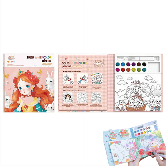 Paint with Water Coloring Books,Mess Free Watercolor Painting Kit for Kids,Cartoon Watercolor Painting Sets with Pen for Travel,Arts and Crafts Drawing Activities Toy Birthday Gifts