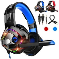 EEEkit Gaming Headset Fit for PS4/PC with Mic Noise Canceling, Stereo Surround Sound, RGB LED Light, 3.5mm Over-Ear Headphones Fits for Laptop, Mac, Xbox One, Nintendo Switch, Gamecube