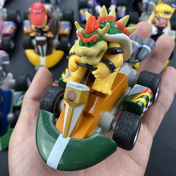 Figuras de acción de Super Mario, 24 colores, coche extraíble, Yoshi verde, Bowser, Luigi, Toad, Princesa Peach, juguetes de anime, juego, muñeca, regalo para niños