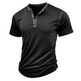 thumbnail image 2 of kpoplk Mens Fashion Casual Solid Color Cotton V Neck Short Sleeve T Shirt Top Classic Tee(Black,S), 2 of 6