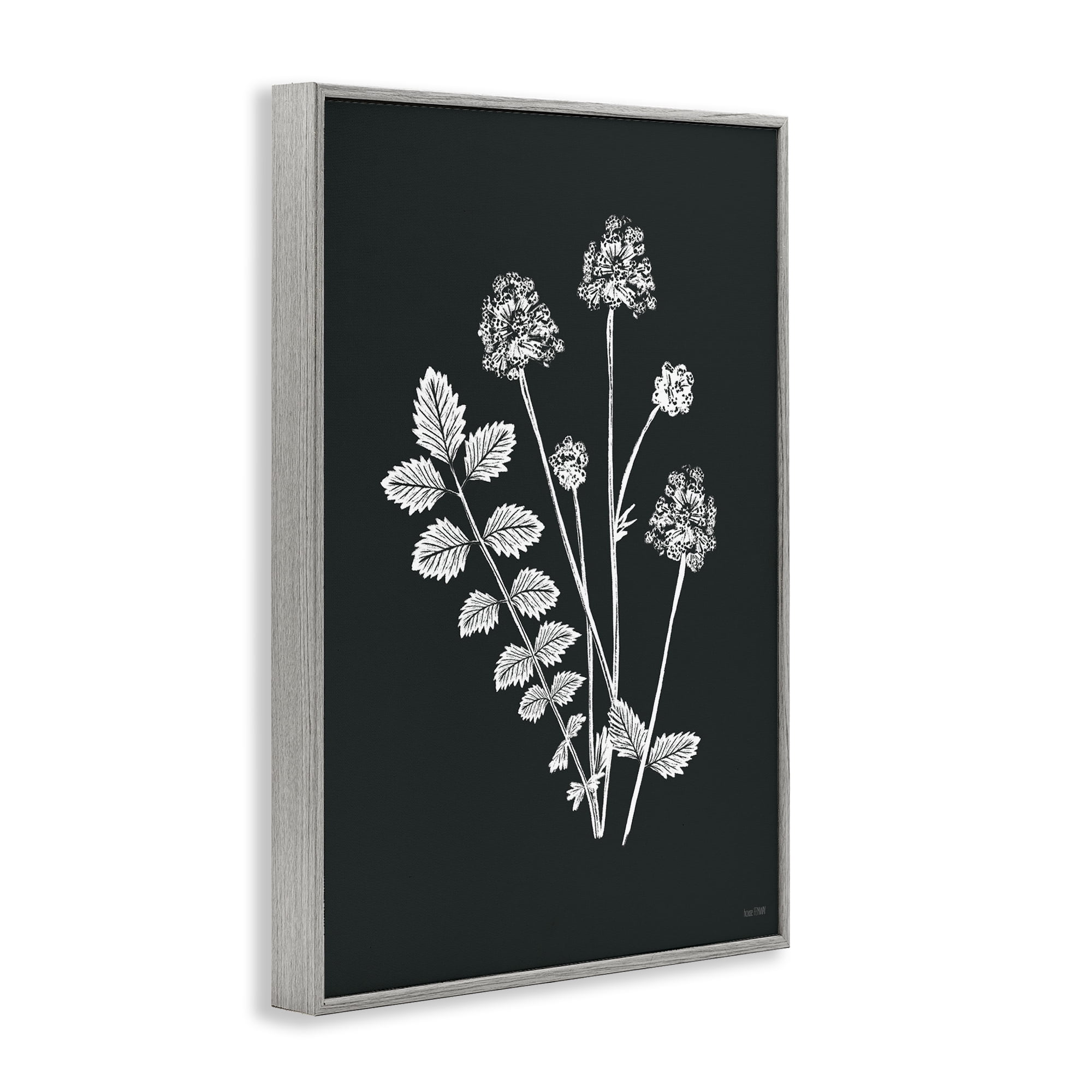Stupell Industries Herb Bunches Impression Botanical & Floral Painting Gray Framed Art Print Wall Art, 16 x 24