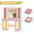 thumbnail image 2 of FANRAL Makeup Vanity with Mirror and Lights,Glass Top Vanity Desk with RGB Cabinets,43.5" Large Dressing Table for Women Bedroom,Pink Vanity, 2 of 7
