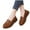 Brown, variant on Eltusu Women Loafer Flat Shoes, Breathable No Slip Round Toe PU Dress Shoes Brown Size 6