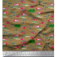 thumbnail image 1 of Soimoi Brown Rayon Fabric Palm Tree,Crab & Fish Ocean Printed Fabric 1 Yard 42 Inch Wide, 1 of 3