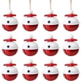 thumbnail image 1 of 12 cascabeles gigantes de metal para decoración de árboles de Navidad, cascabeles de metal multicolor, rojos y blancos, 4 x 4 cm, 1 of 5