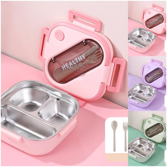 RRJ KidsLunch Box, Stainless Steel Bento Box with Integrated Utensil Storage, Insulated Little One Lunch Bag for Study Campus Work Camping Picnic