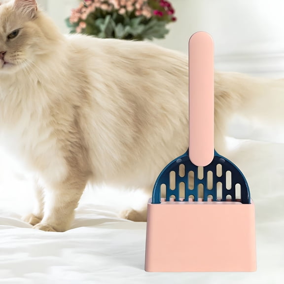 TELOLY Cat Litter Scooper with Holder, with Container to Store Cat Scooper, Durable Material