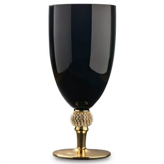 Madison Dcor Black and Gold Wine Glass Goblets: 18 oz. Wine Glass Dishwasher Safe 12 Drinking Glasses