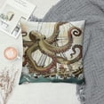 thumbnail image 2 of Throw Pillow Cushion Cover, Sinking The Ships Greek Myth Fish Culture Cartoon Art Image, Decorative Square Accent Pillow Case, ", Green Tan, 2 of 5