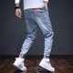 thumbnail image 3 of Pantalones vaqueros para hombre, estilo harén, estilo coreano, de verano, clásicos, con corte de bota, de algodón, elásticos, negros, rotos, talla XL, 3 of 5