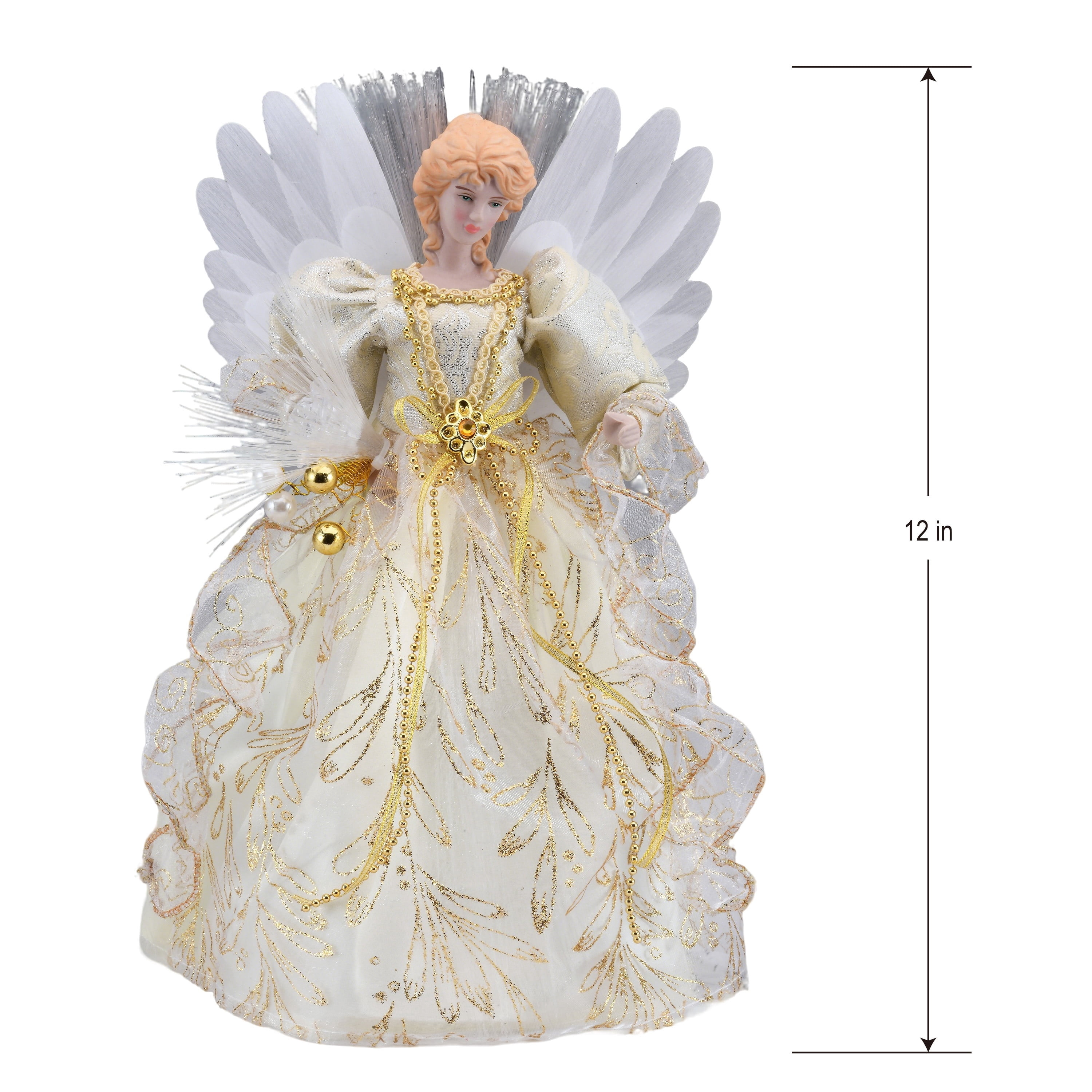 LED Fiber Optic Angel Christmas Tree Topper, Gold, 12", by Holiday Time