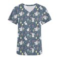 thumbnail image 1 of Dvkptbk Blouse Médicale pour Femmes Mode de Pâques T-Shirts Imprimés Col en V Manches Courtes avec Poches, 1 of 4