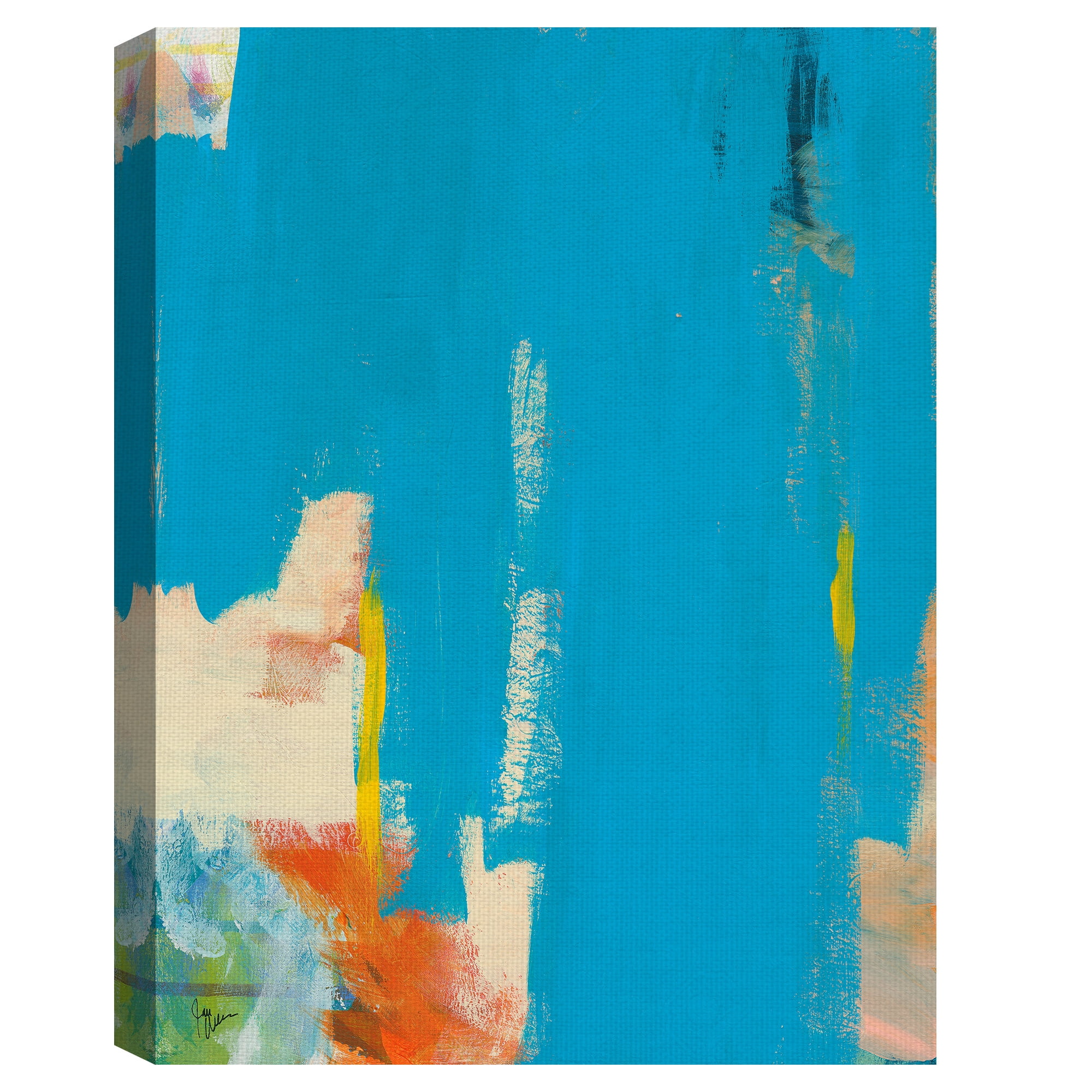 Masterpiece Art Gallery Aqua Tide Abstract by Jan Weiss Canvas Art Print 30" x 40"