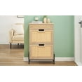 thumbnail image 2 of Yiwa Natural Rattan 2 Flip Door Shoe Cabinet with 1 Drawer, Freestanding Shoe Rack Storage Organizer, 2 of 9