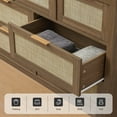 thumbnail image 3 of OAKHAM 7 Drawer Dresser, Rattan Wide Chest of Drawers for Bedroom Living Room, Specail Walnut, 3 of 9