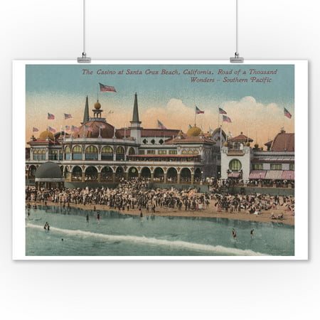 Santa Cruz, CA - Casino and Santa Cruz Beach (9x12 Art Print, Wall Decor Travel