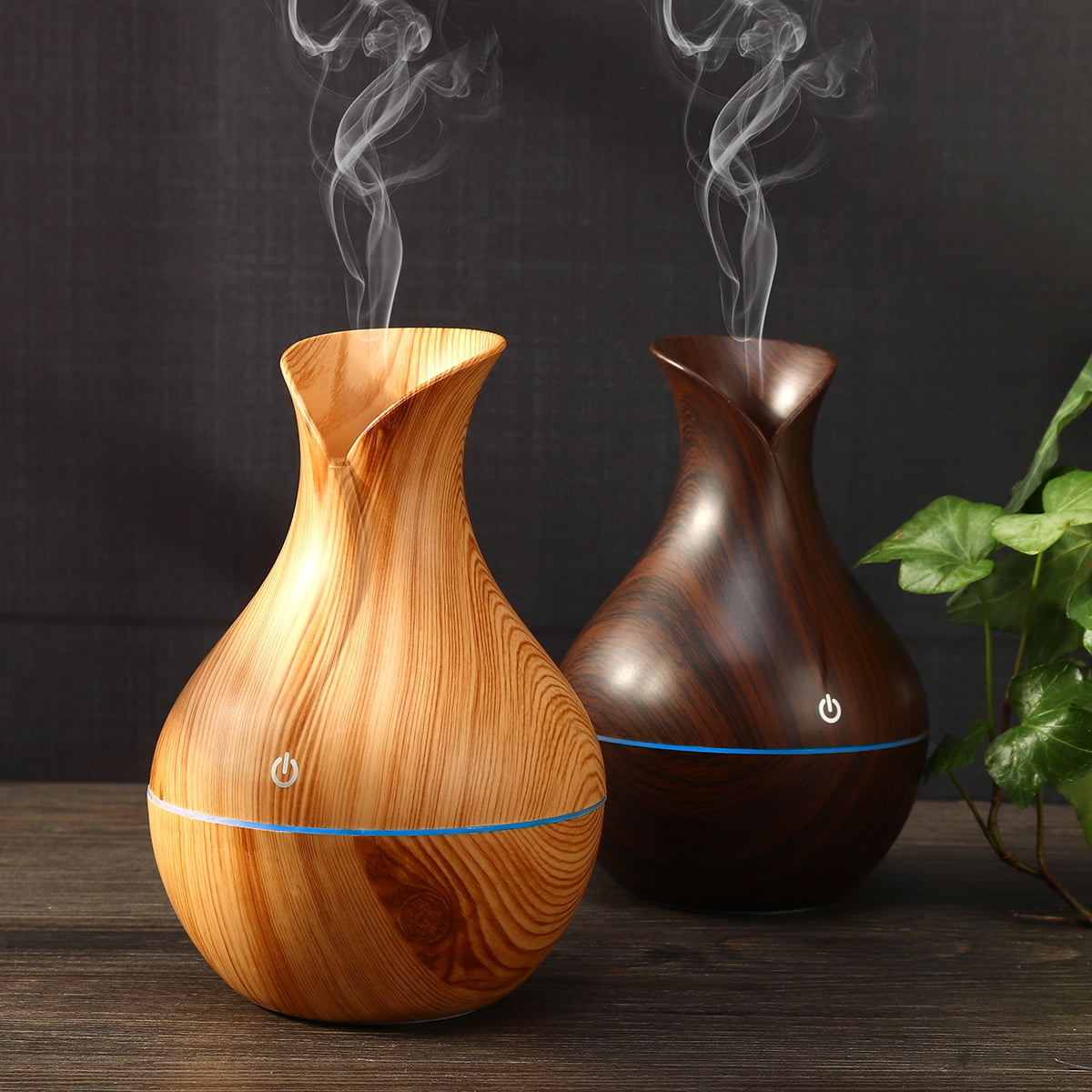 7 Color LED USB Wood Grain Ultrasonic Air Humidifier Aromatherapy Diffuser 