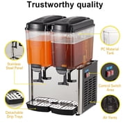 Yiwa Commercial Beverage Dispenser, 36L 250W 2 Tanks 9.5 Gallon Stainless Steel Ice Tea Drink Dispenser with Thermostat Controller