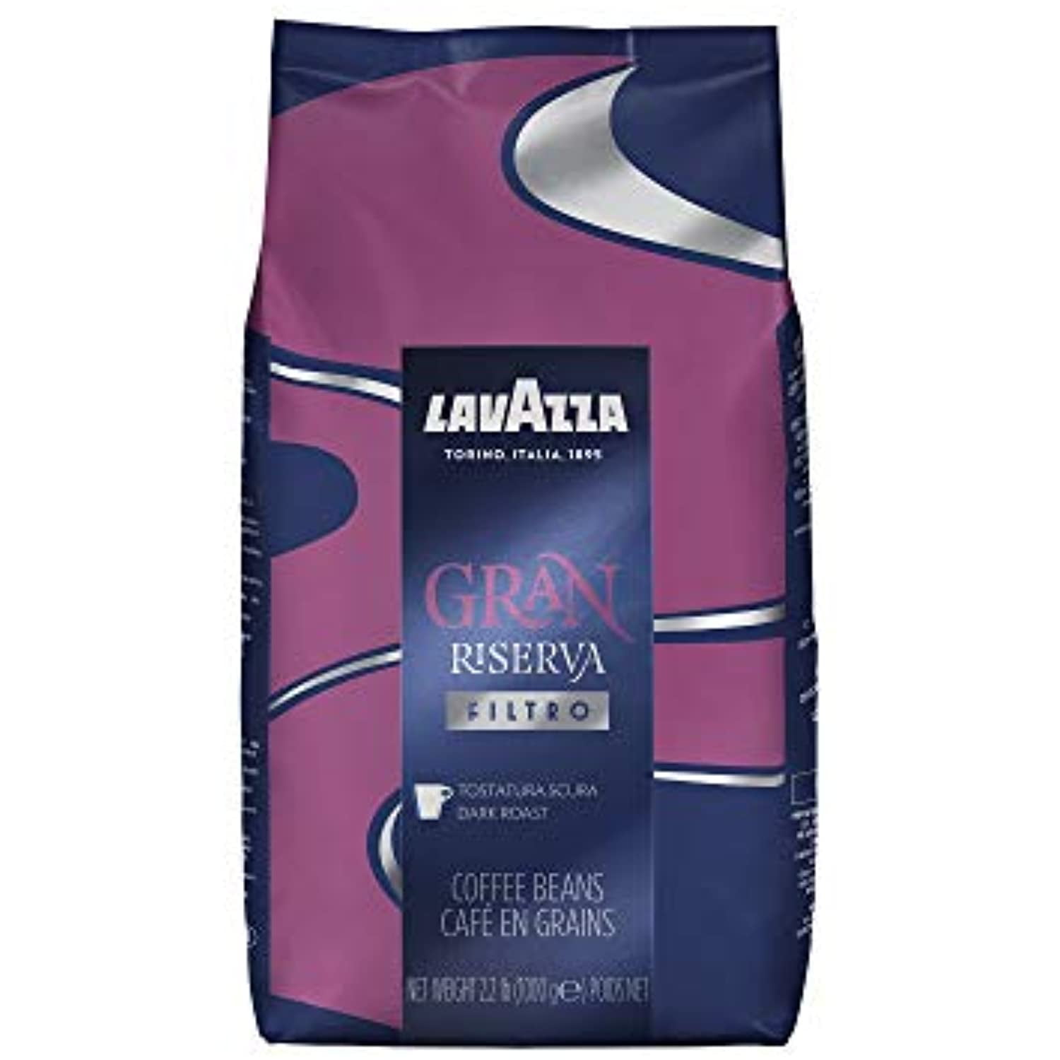 Lavazza Gran Riserva Filtro Whole Bean Coffee Dark Roast 2.2Lb Bag ,100