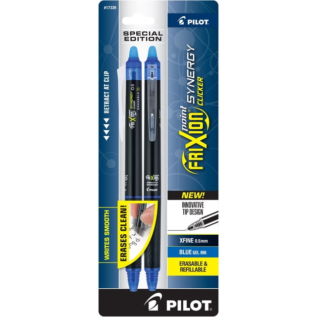 Bolígrafos de gel PILOT FriXion Synergy Clicker, 0,5 mm, tinta azul, paquete de 2