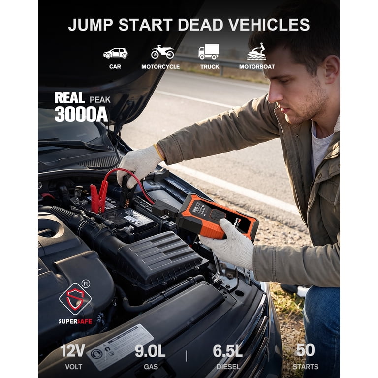 Gooloo A3X Jump Starter with Air Compressor, 3000A photo 2