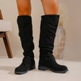 thumbnail image 2 of Rokment Slouch Knee High Boots for Women 2025 Fall Winter Fashion Casual Buckles Suede Chunky Low Heel Wide Calf over The Knee Long Tall Dress Boots Black Size 5.5, 2 of 6