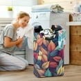 thumbnail image 5 of Yayeee Freestanding Laundry Hamper with Handle Collapsible Large Storage Basket for Clothes, Blue Vibrant Leaves Pattern, 5 of 7