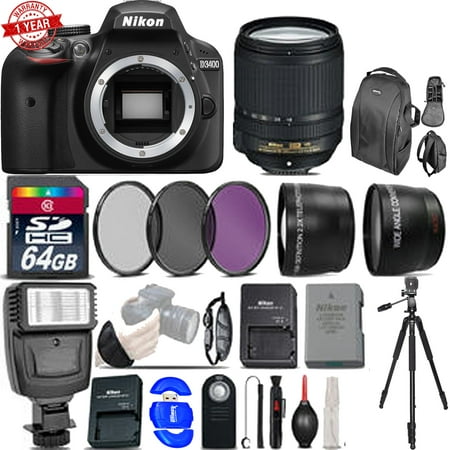 Nikon D3400 DSLR 24.2MP Camera w/ Nikon 18-140mm VR - Ultimate Saving Bundle