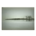 thumbnail image 1 of Nature Cutting Board, Landscape Shady Tones with Isolated Trees over Island Calm Fog Blurry Environment Print, Decorative Tempered Glass Cutting and Serving Board, Large Size, Sepia, by Ambesonne, 1 of 1
